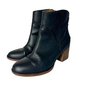 Ugg Boots Annie Ankle Booties Chunky Heel Leather Neutral Black 6.5